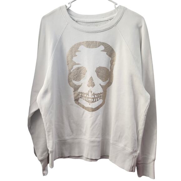 Zadig & Voltaire Skull Oversized Sweatshirt S Ivory Grunge Casual Designer Fall - Picture 1 of 6